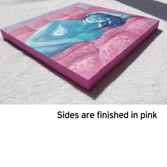 "Afterglow" Original Oil Painting on Cradled Wood Panel, Size 10" x 10" x 0.8" - Picture 4 of 6